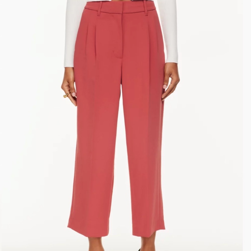 Aritzia The Effortless Pant Cropped- Rosy Red